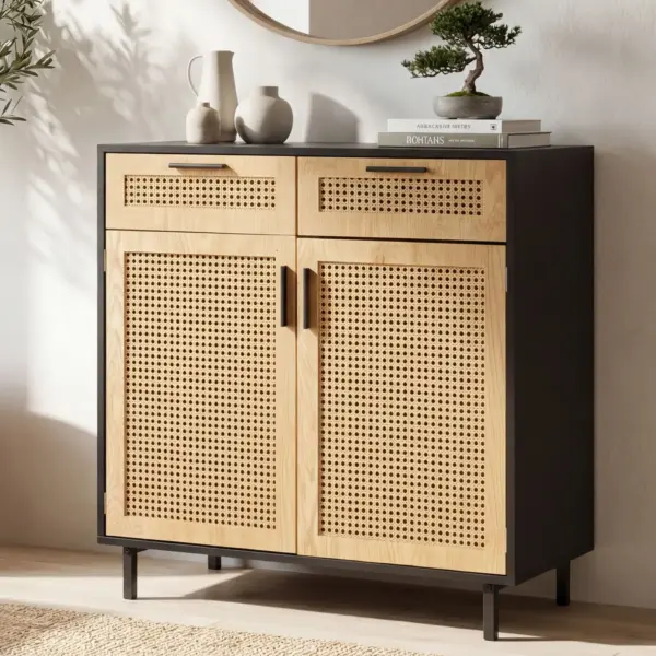 FineBuy Sideboard, Schwarz – 80 × 86,5 × 40 cm