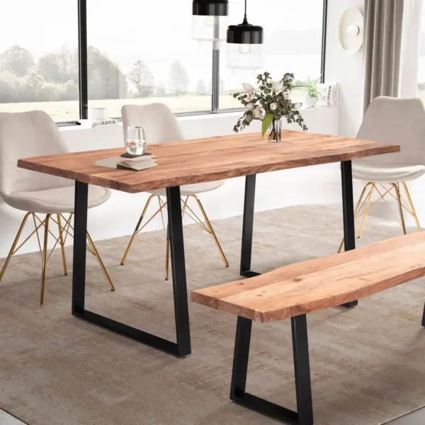 FineBuy Esszimmertisch rechteckig Massivholz Akazie Baumkante – Industrial Esstisch Baumstamm Massiv Echtholz – Küchentisch – Baumkantentisch mit schwarzem Kufengestell FineBuy Esszimmertisch rechteckig Massivholz Akazie Baumkante – Industrial Esstisch Baumstamm Massiv Echtholz – Küchentisch – Baumkantentisch mit schwarzem Kufengestell
