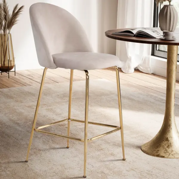 FineBuy 2er Set Barhocker, Beige