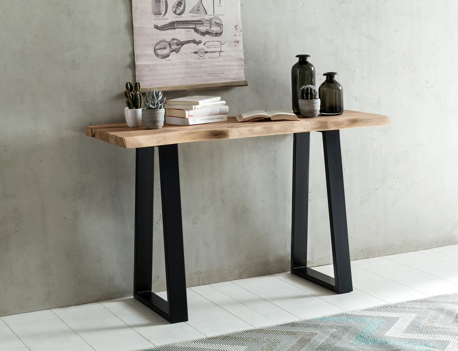 Massiver Konsolentisch GAYA aus Holz, Braun – 120 × 45 cm