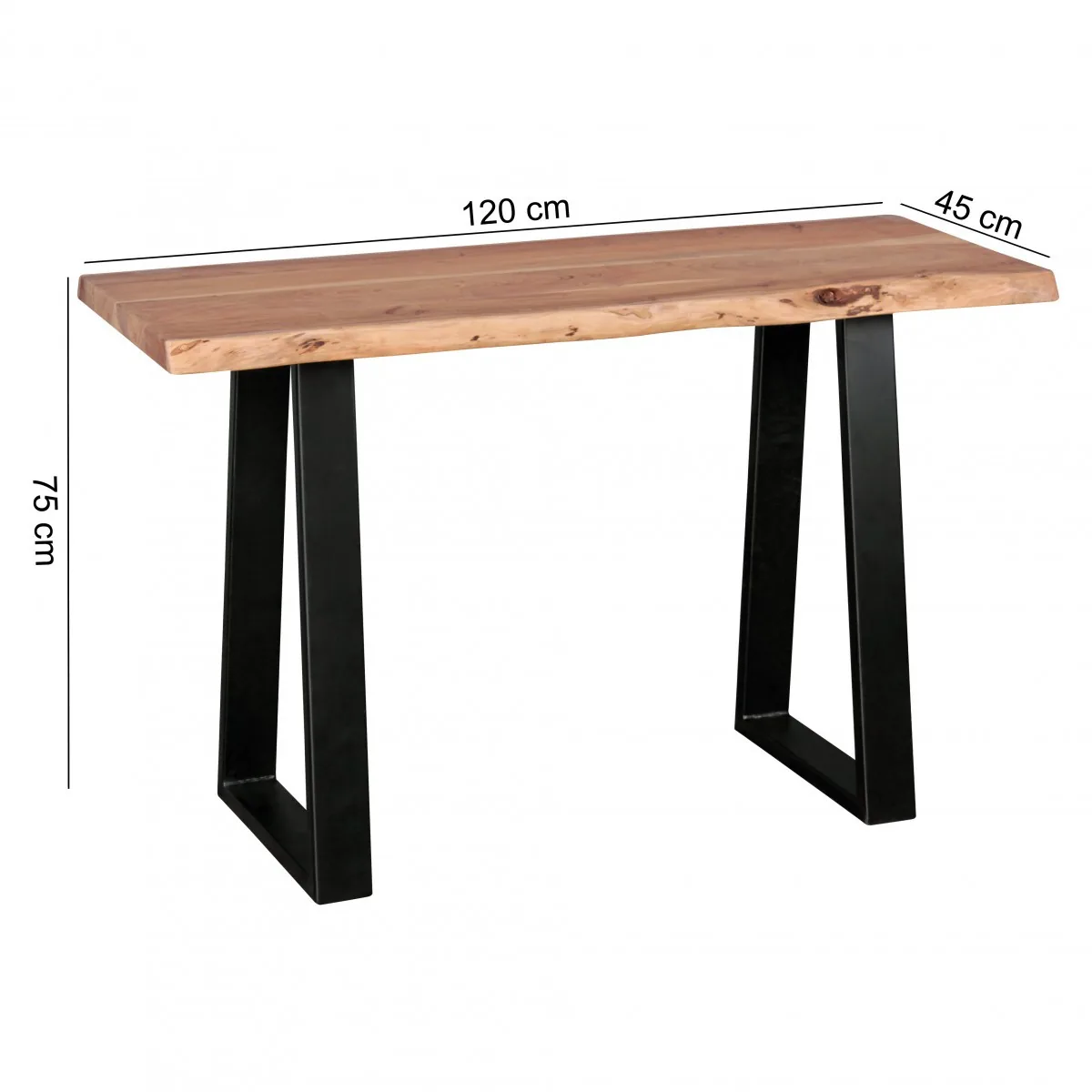 Massiver Konsolentisch GAYA aus Holz, Braun – 120 × 45 cm