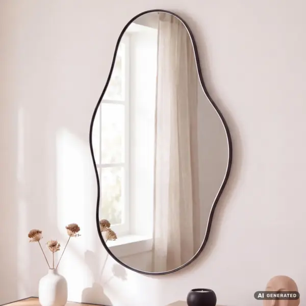FineBuy Wandspiegel in organischer Form, Schwarz – 40 × 80 cm FineBuy Wandspiegel in organischer Form, Schwarz – 40 × 80 cm