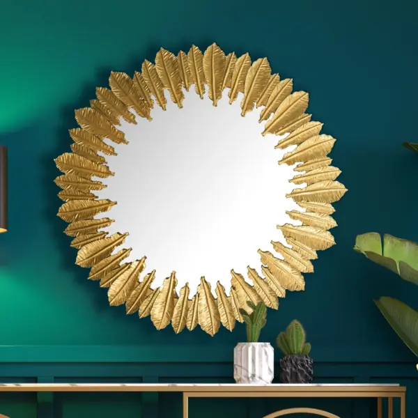 FineBuy Wandspiegel, Gold – 68 cm FineBuy Wandspiegel, Gold – 68 cm