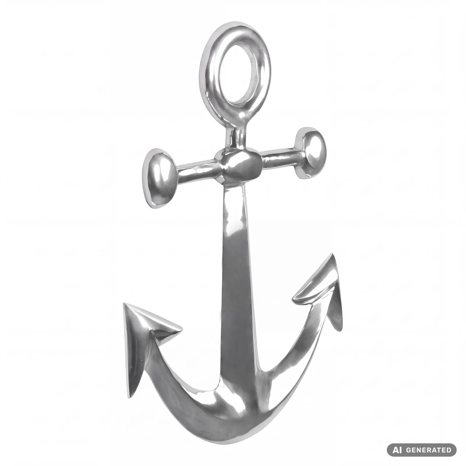 FineBuy Anker Wanddeko aus Aluminium, Silber – 62 × 40 cm
