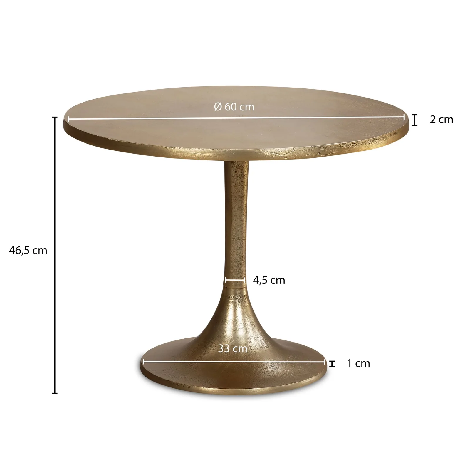 FineBuy Design Couchtisch aus Aluminium, 60 cm – für Wohnzimmer