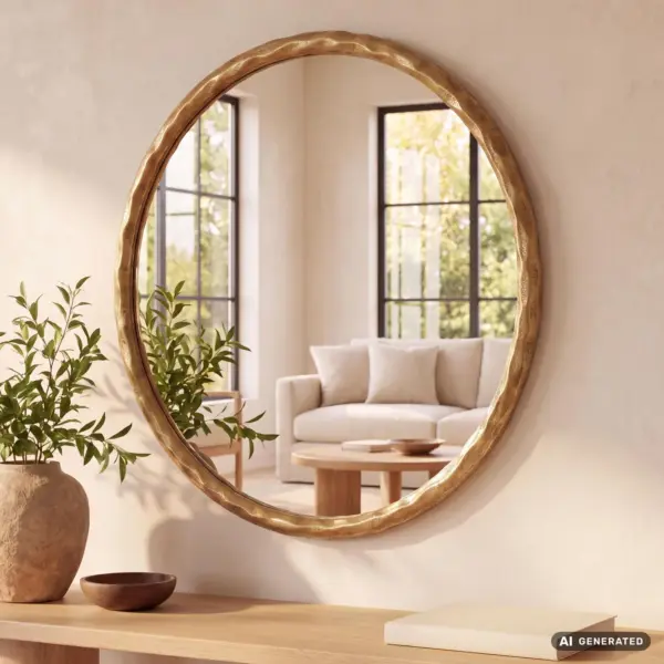 FineBuy Wandspiegel, Gold – 60 cm FineBuy Wandspiegel, Gold – 60 cm