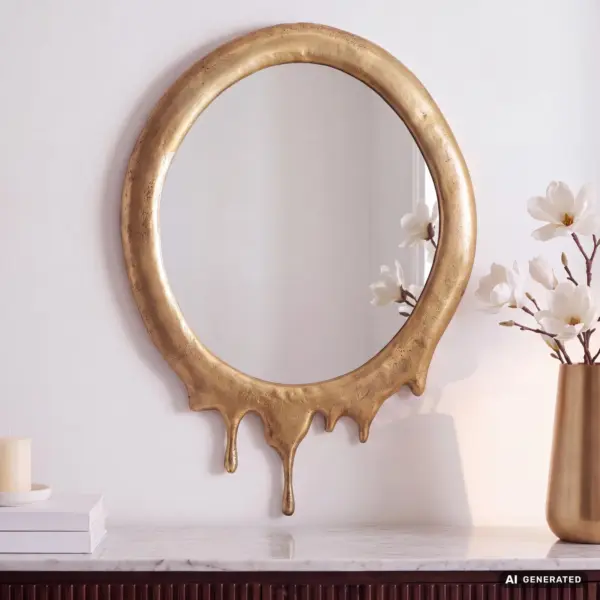 FineBuy Wandspiegel aus Aluminium, Gold – 50 × 71 cm FineBuy Wandspiegel aus Aluminium, Gold – 50 × 71 cm