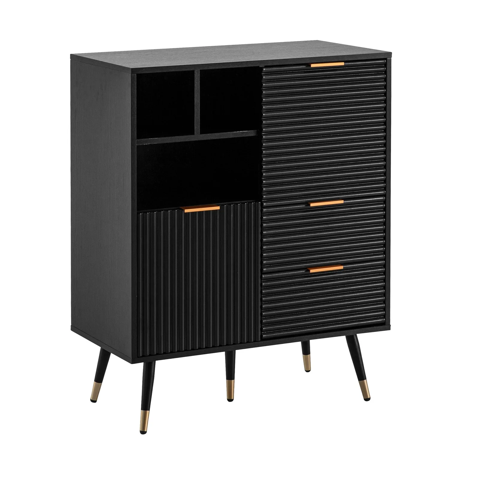 FineBuy Sideboard, Schwarz – 77 × 97 × 40 cm