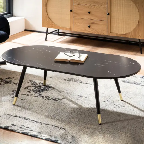 FineBuy Couchtisch, Schwarz – 120 × 60 × 41,5 cm
