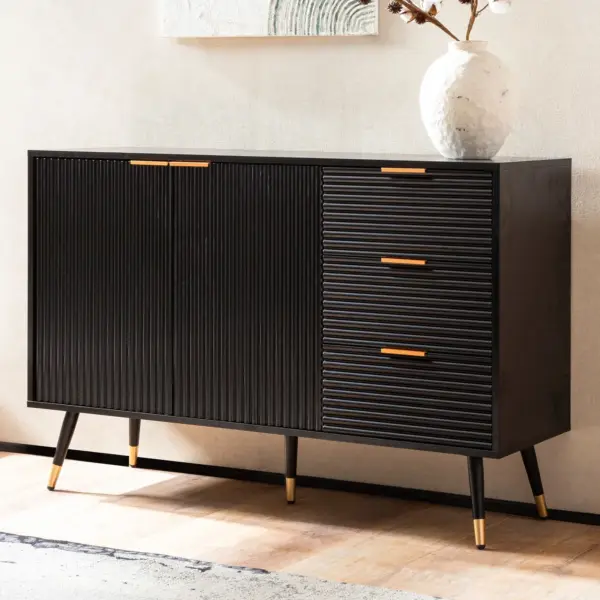 FineBuy Sideboard, Schwarz – 120 × 80 × 40 cm