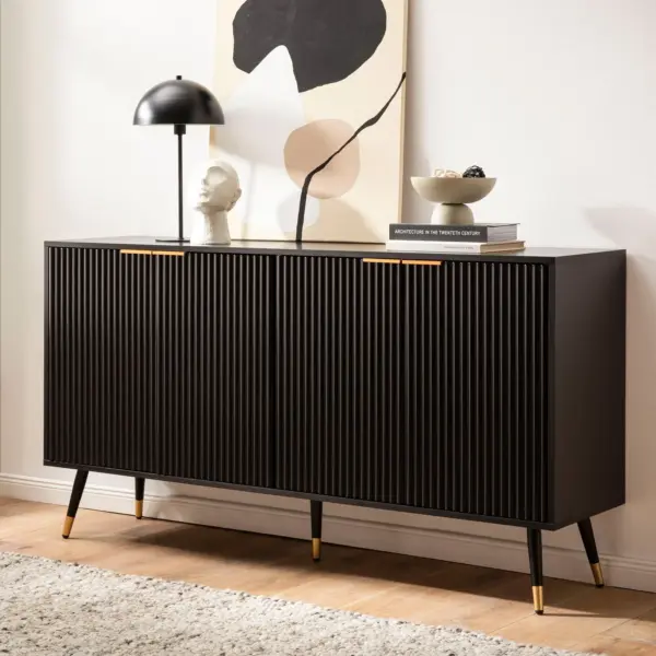 FineBuy Sideboard, Schwarz – 150 × 81 × 39 cm
