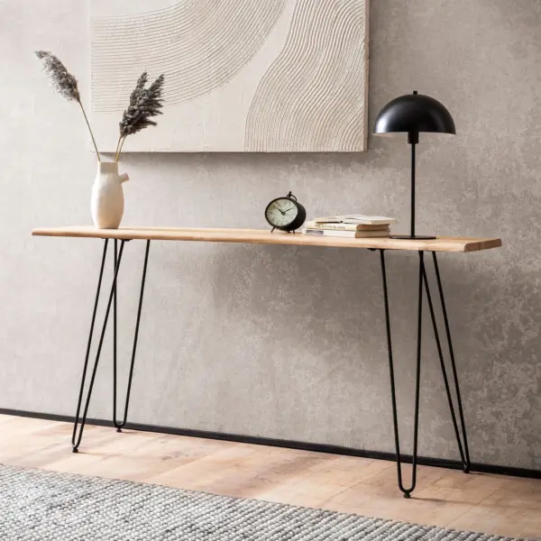 FineBuy Konsolentisch, Braun – 150 × 36 × 75 cm