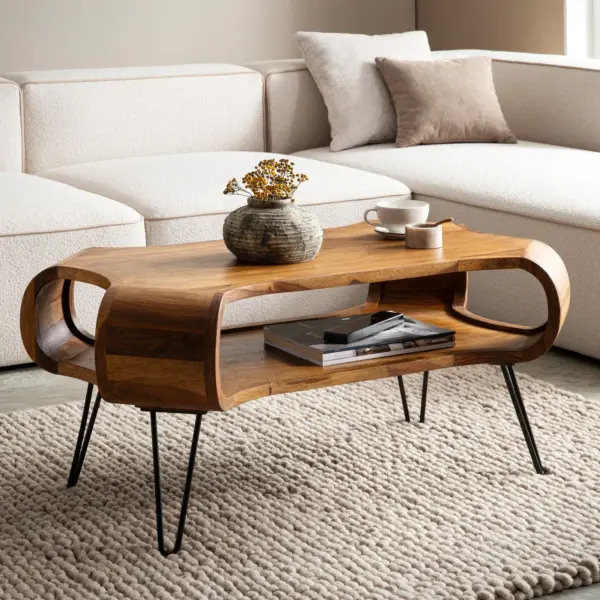 FineBuy Couchtisch, Braun – 100 × 60 × 47 cm