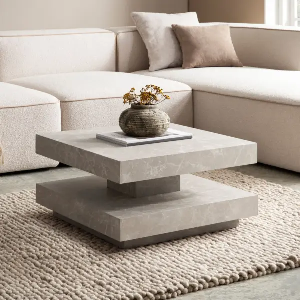 FineBuy Couchtisch 60x60x34 cm Sofatisch Modern, Beige