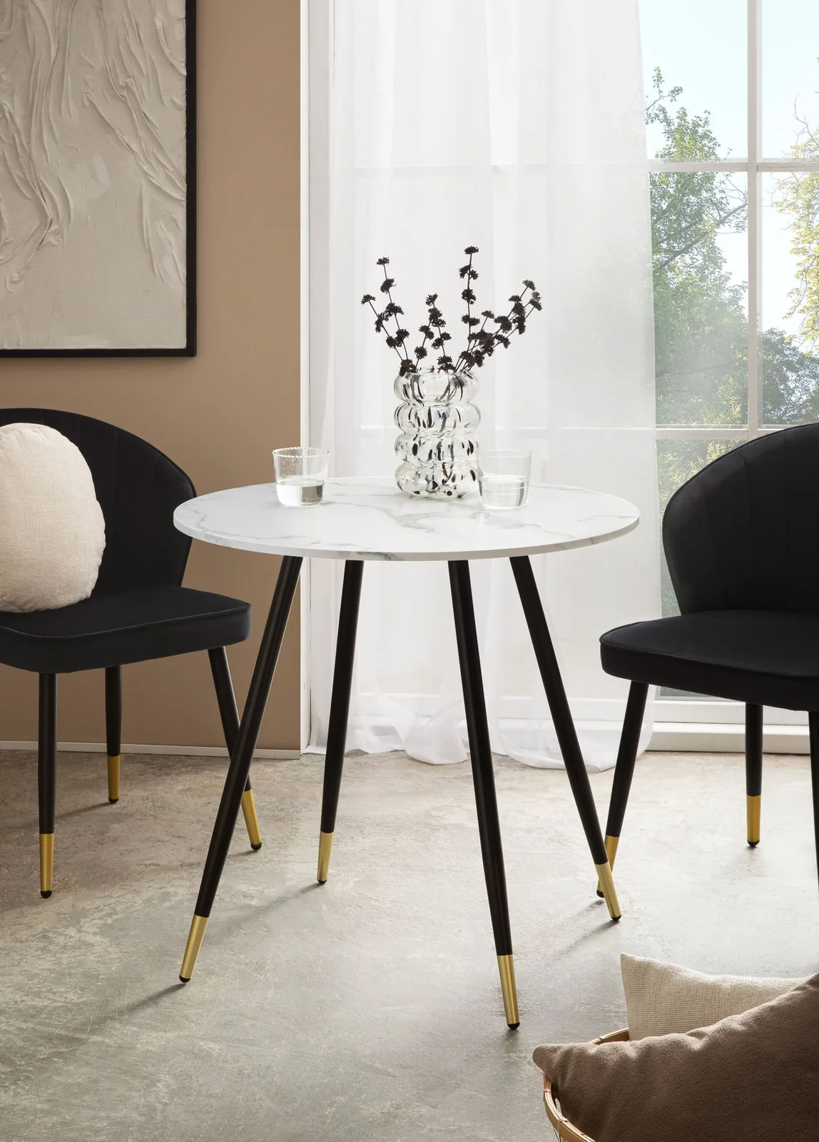 FineBuy Esszimmertisch, Weiß – 75 × 75 × 76 cm