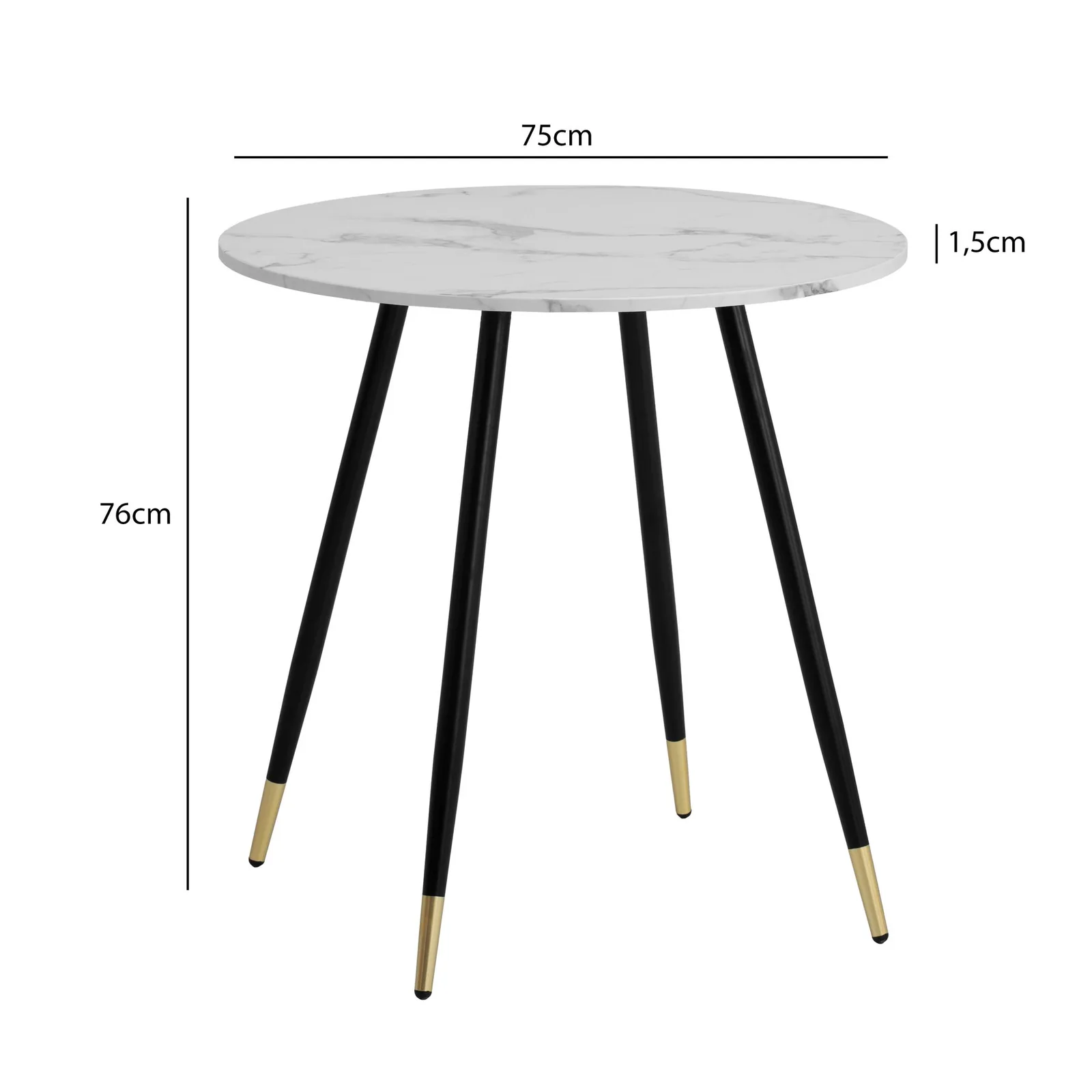 FineBuy Esszimmertisch, Weiß – 75 × 75 × 76 cm