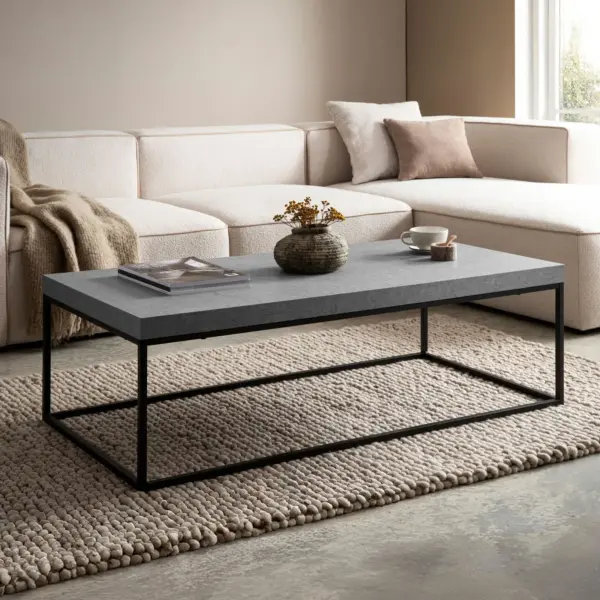 FineBuy Couchtisch 120x60x38 cm Sofatisch Modern, Grau