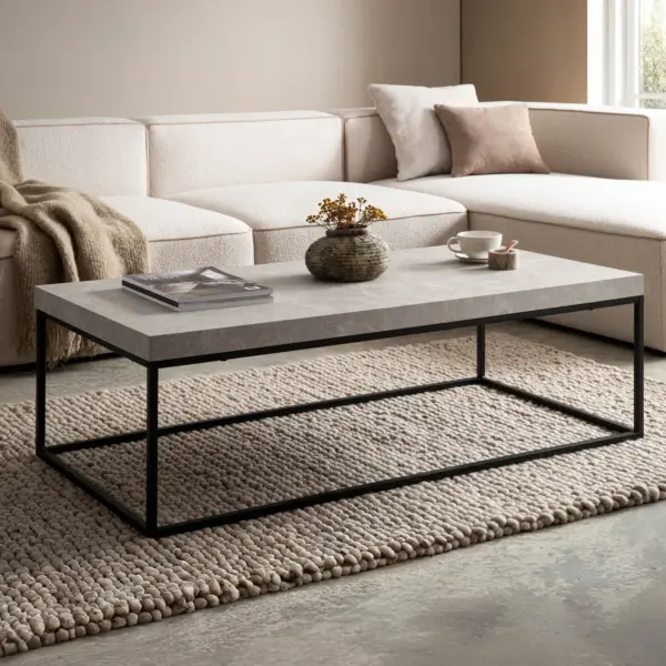 FineBuy Couchtisch 120x60x38 cm Sofatisch Modern, Beige