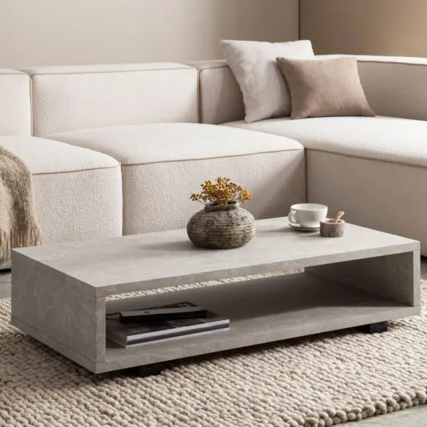 FineBuy Couchtisch 100x50x25 cm Sofatisch Modern, Beige