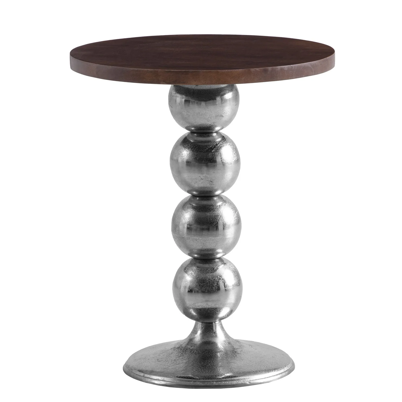 FineBuy Beistelltisch Mango Massivholz Metall, Silber – 50 × 50 × 61,5 cm