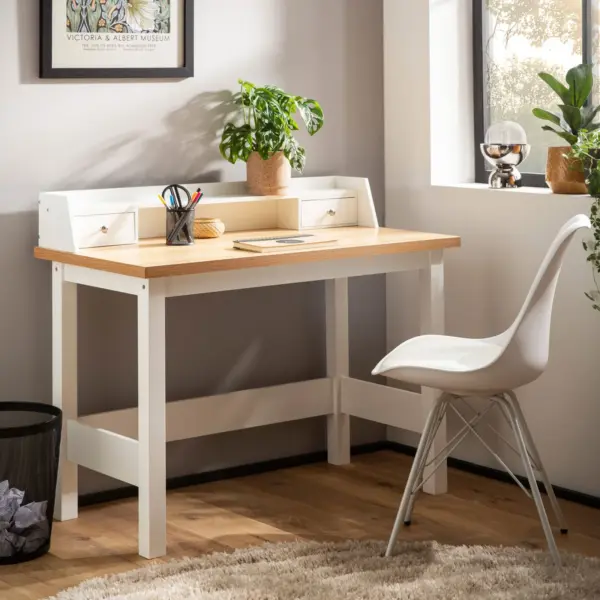 FineBuy Schreibtisch, Weiß – 106 × 53 × 90 cm