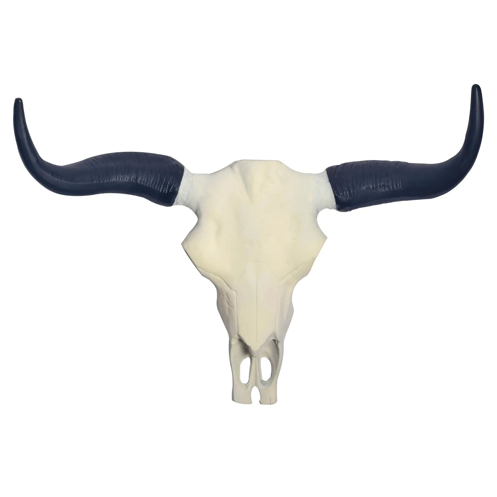 FineBuy Deko Geweih Büffel-Schädel aus Aluminium, Weiß – 55,5 cm