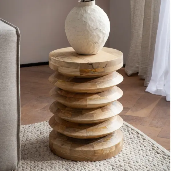 FineBuy Design Beistelltisch aus Holz, Braun – 35 cm FineBuy Design Beistelltisch aus Holz, Braun – 35 cm