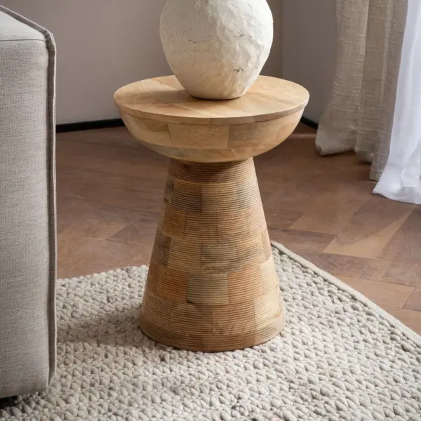 FineBuy Beistelltisch Mango Massivholz Ø37cm Rund, Braun FineBuy Beistelltisch Mango Massivholz Ø37cm Rund, Braun