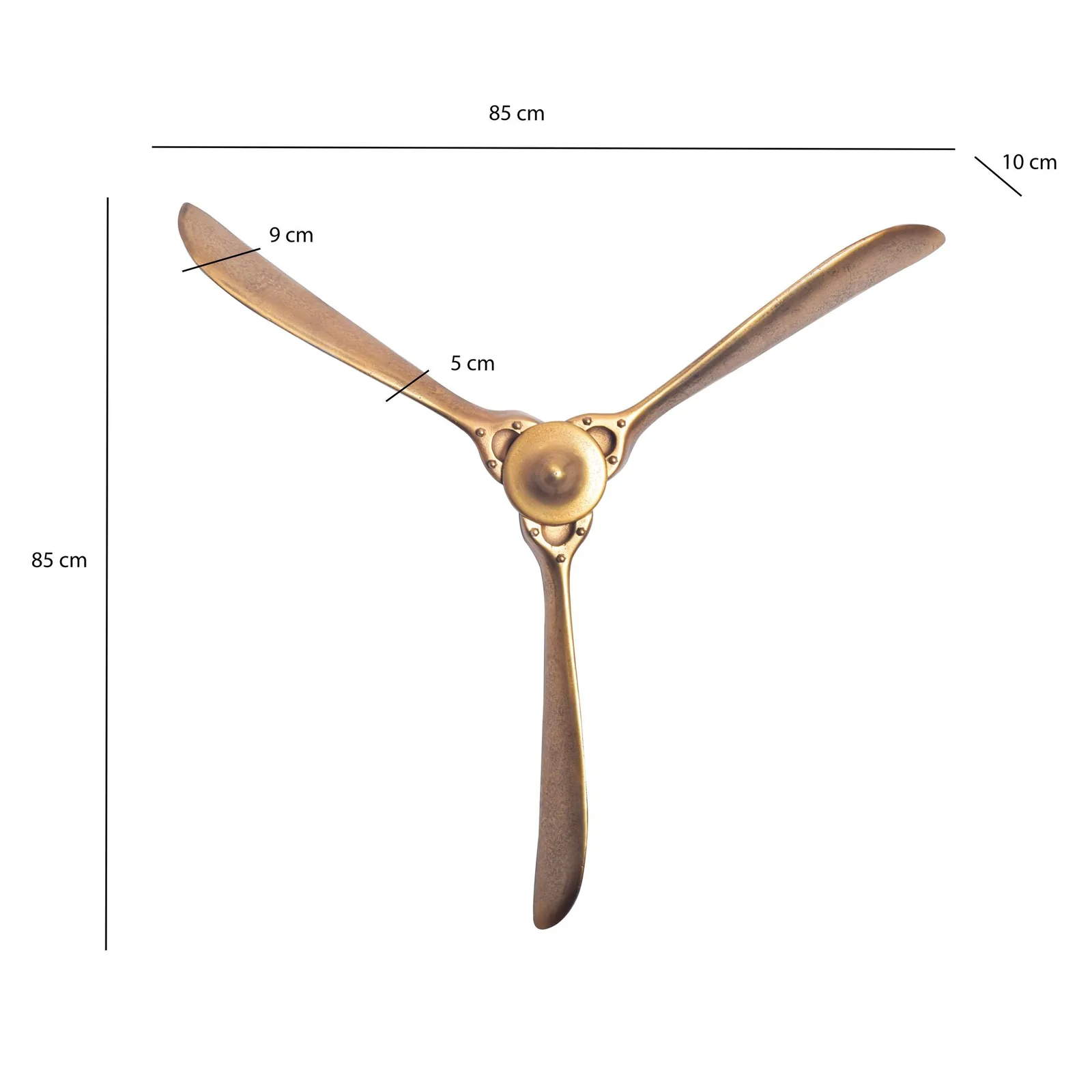 FineBuy Deko Propeller aus Aluminium, Silber – 85 × 85 cm