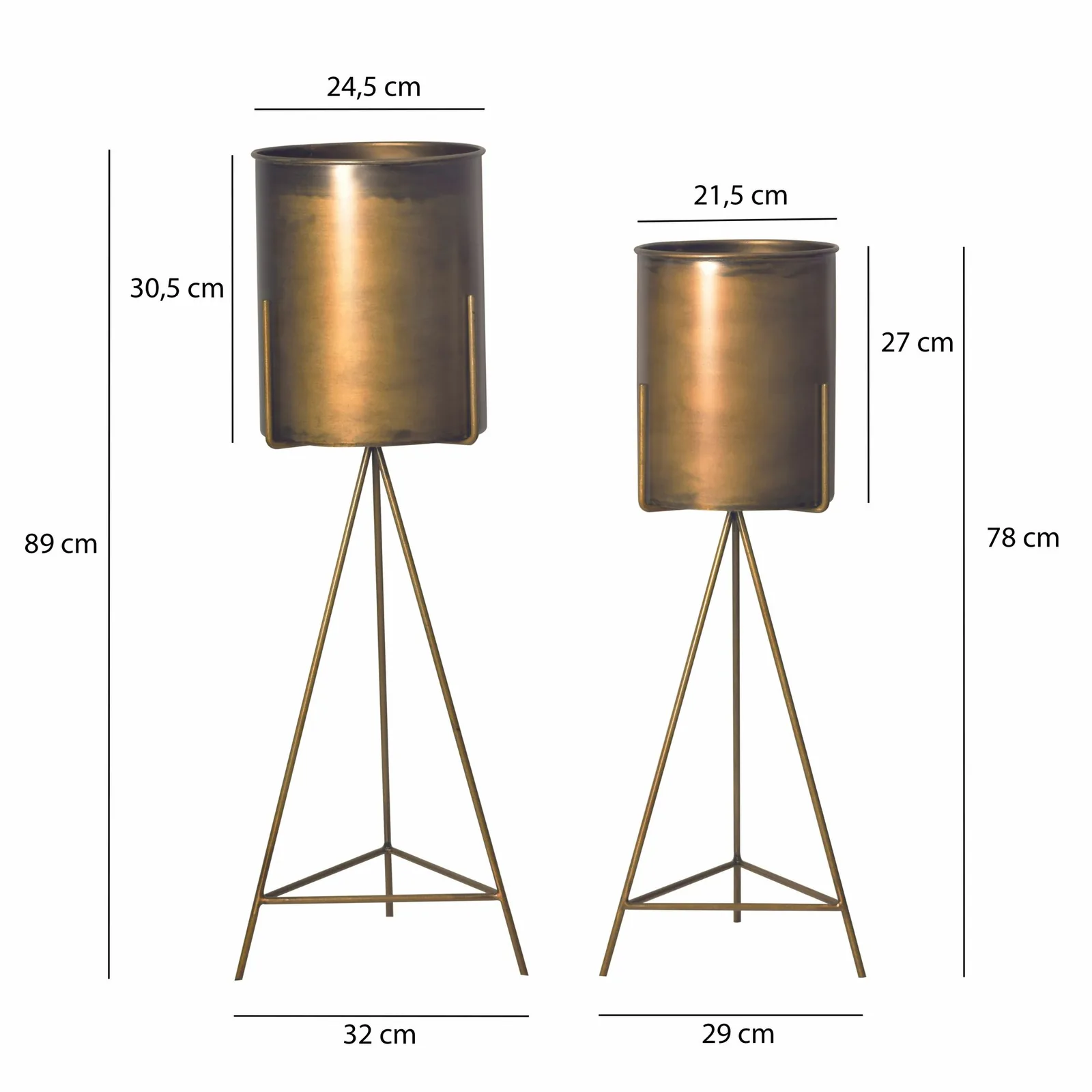FineBuy Blumentopf 2er Set Metall Pflanzkübel, Gold