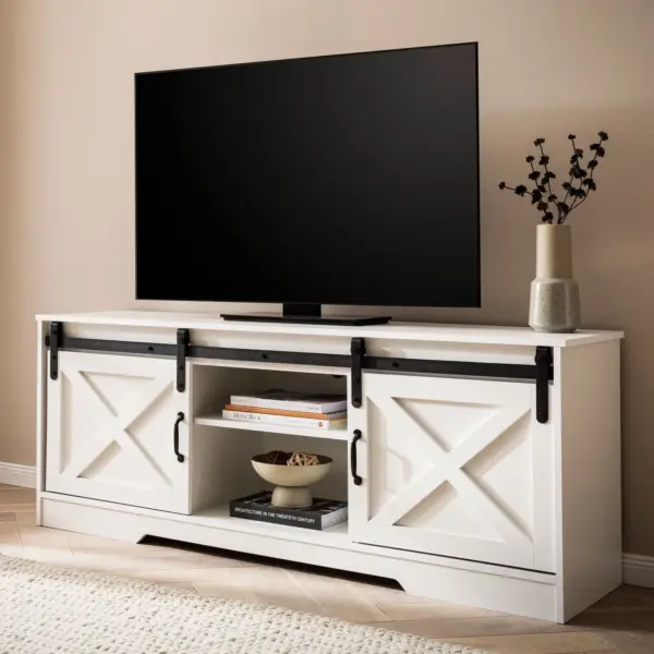 FineBuy Lowboard, Weiß – 150 × 59,5 × 39,5 cm