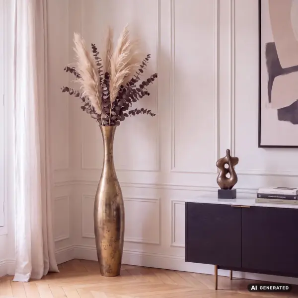 FineBuy Deko Vase aus Aluminium, Gold