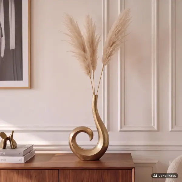 FineBuy Deko Vase aus Aluminium, Gold – 47 cm