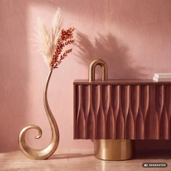 FineBuy Deko Vase aus Aluminium, Gold – 100 cm