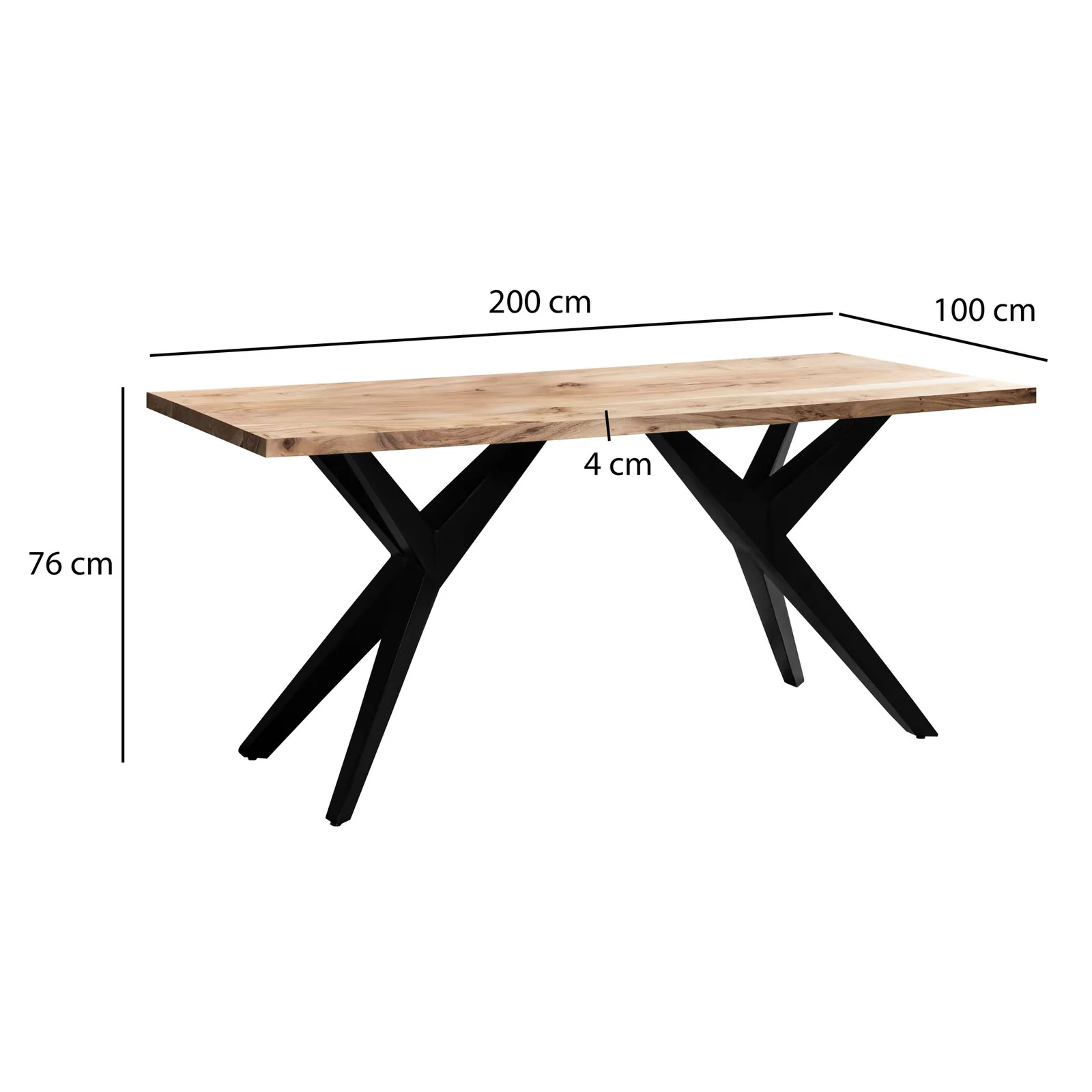 FineBuy Schreibtisch Akazie Massivholz Computertisch Loft-Style, Braun