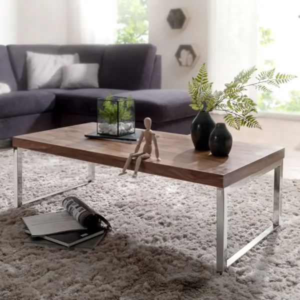 FineBuy Couchtisch aus Holz, Braun – 120 × 60 × 40 cm