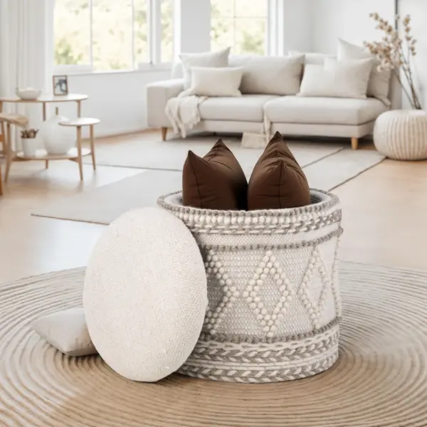 FineBuy Sitzhocker mit Stauraum, Beige – 45 cm FineBuy Sitzhocker mit Stauraum, Beige – 45 cm