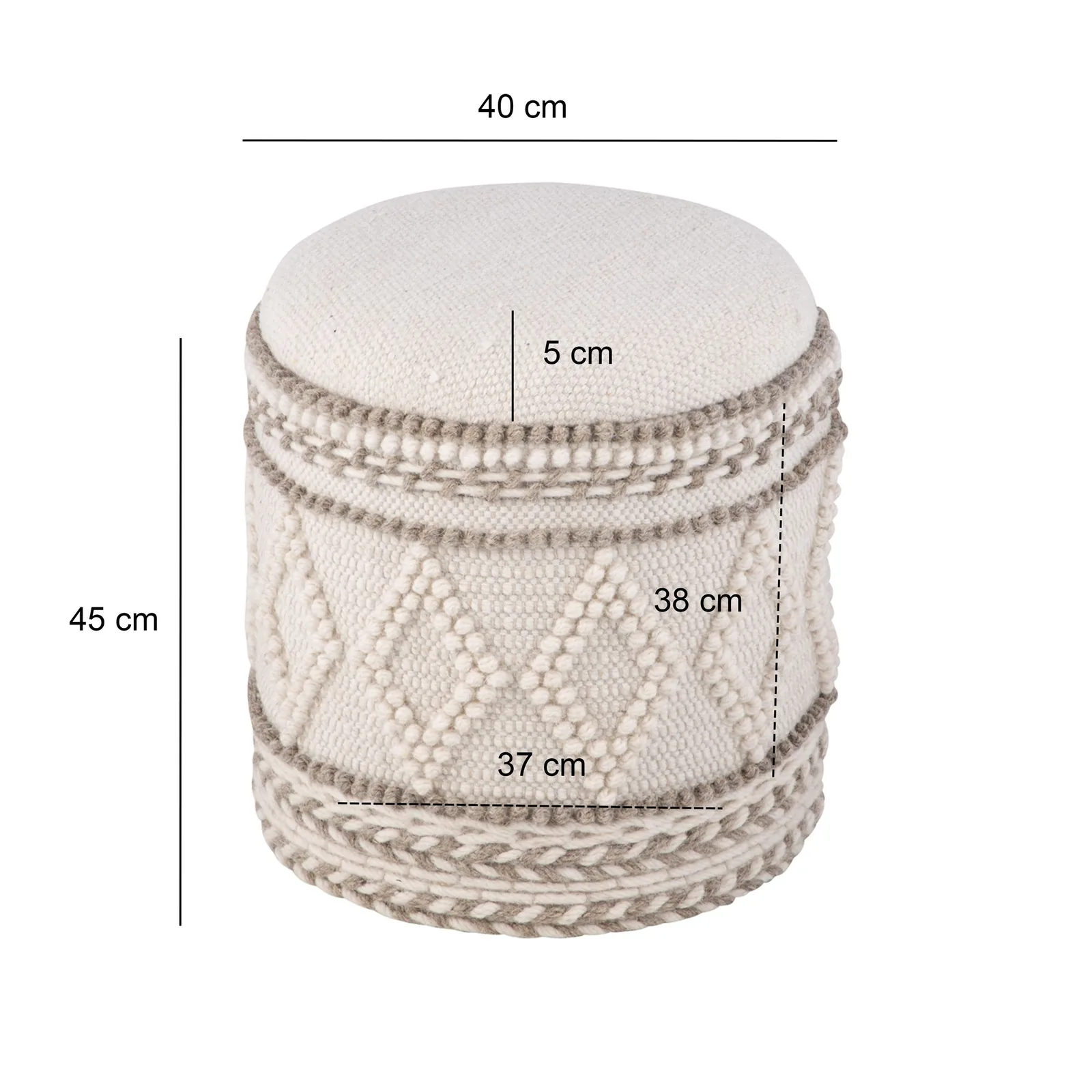 FineBuy Sitzhocker mit Stauraum, Beige – 45 cm
