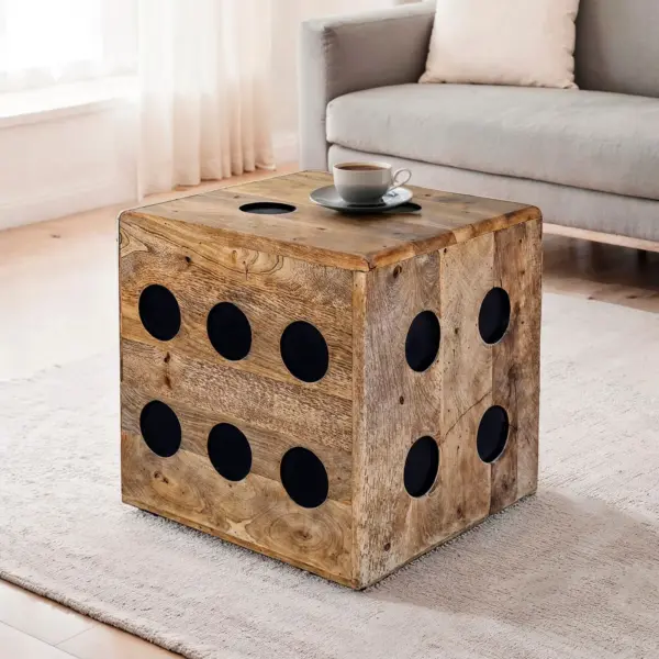 FineBuy Würfelhocker Mango Massivholz, Braun – 41 × 41 × 41 cm FineBuy Würfelhocker Mango Massivholz, Braun – 41 × 41 × 41 cm