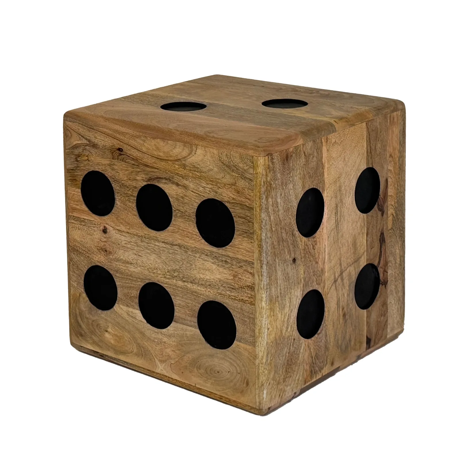 FineBuy Würfelhocker Mango Massivholz, Braun – 41 × 41 × 41 cm