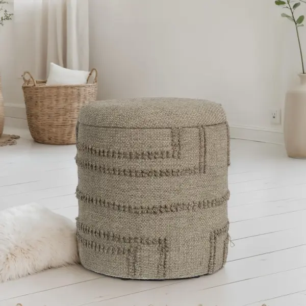 FineBuy Sitzhocker rund aus Wolle Ø, Braun – 40 × 45 cm FineBuy Sitzhocker rund aus Wolle Ø, Braun – 40 × 45 cm