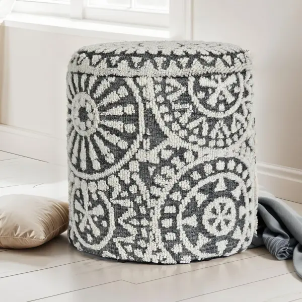 FineBuy Sitzhocker rund Ø, Grau – 40 × 45 cm FineBuy Sitzhocker rund Ø, Grau – 40 × 45 cm