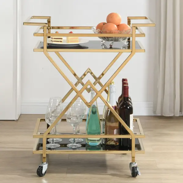 FineBuy Servierwagen, Gold – 65 × 80 × 40 cm
