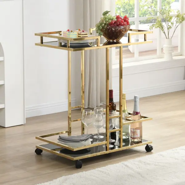 FineBuy Servierwagen, Gold – 67,5 × 83,5 × 43 cm