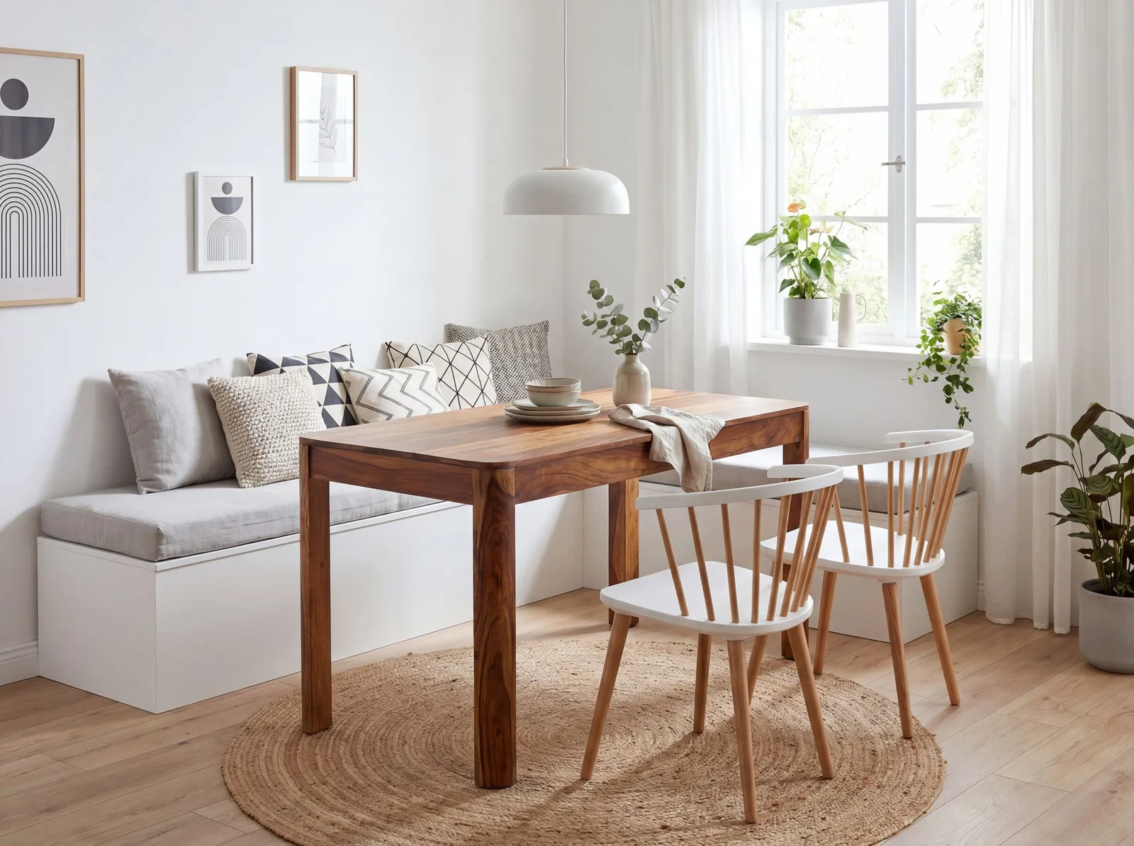 FineBuy Esstisch Sheesham Massivholz, Braun – 120 cm