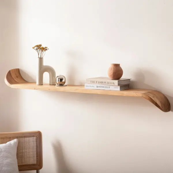 FineBuy Wandregal Mango Massivholz, Braun