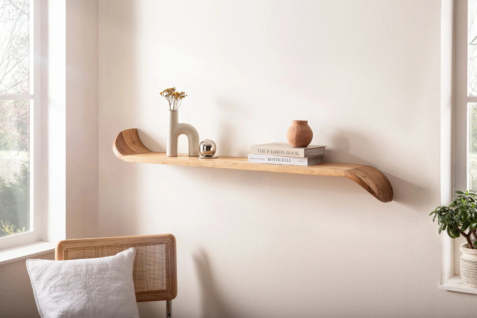FineBuy Wandregal Mango Massivholz, Braun