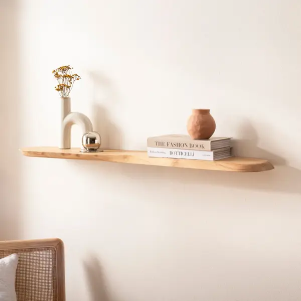 FineBuy Wandregal Akazie Massivholz – Schwebendes Design Regal für die Wand Holz massiv – Hängeregal in organischer Form – Wandboard aus Echtholz FineBuy Wandregal Akazie Massivholz – Schwebendes Design Regal für die Wand Holz massiv – Hängeregal in organischer Form – Wandboard aus Echtholz