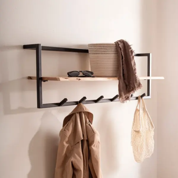 FineBuy Garderobe aus Massivholz Akazie mit Baumkante, Braun – 100 cm FineBuy Garderobe aus Massivholz Akazie mit Baumkante, Braun – 100 cm