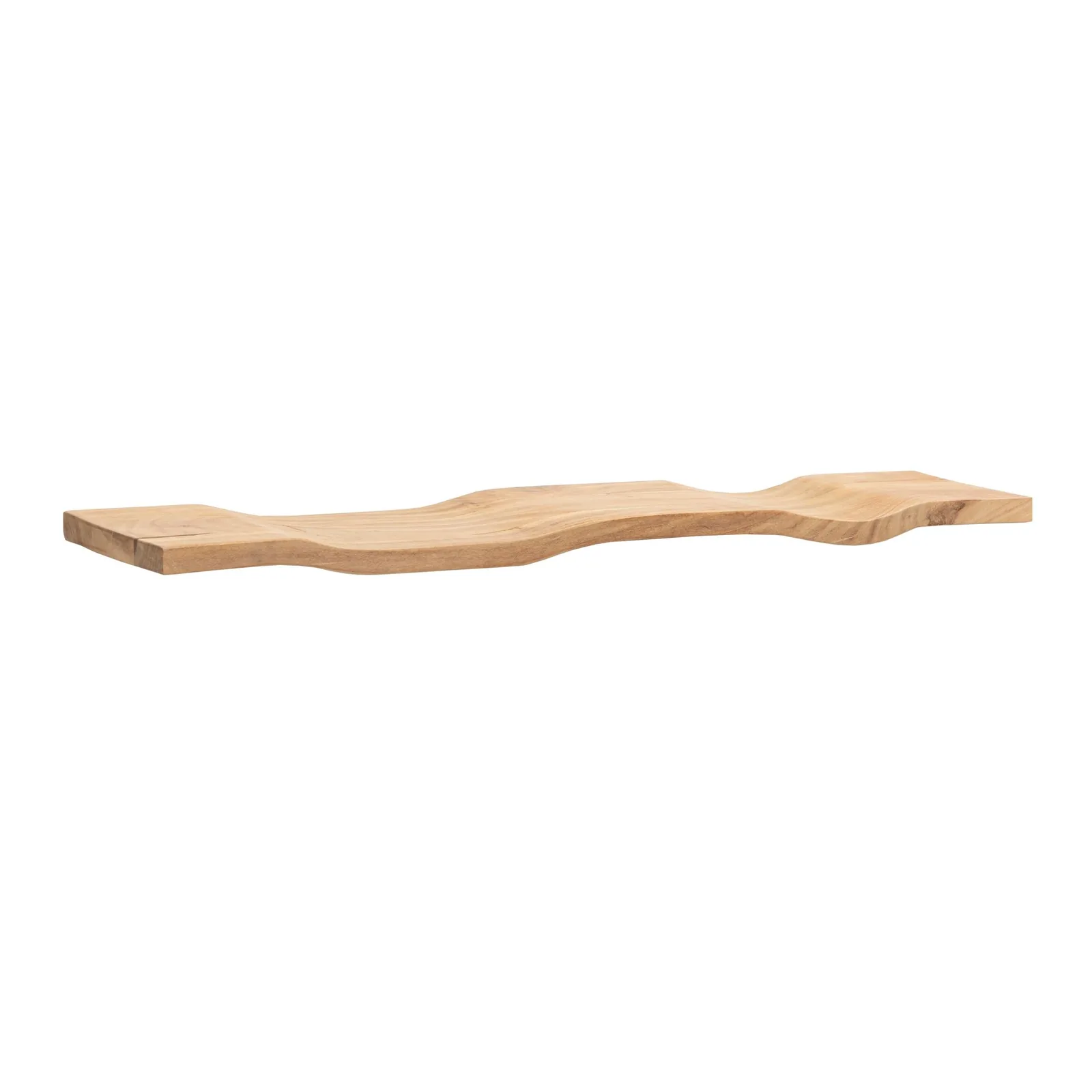 FineBuy Wandregal Akazie Massivholz - Schwebendes Design Regal für die Wand Holz massiv - Hängeregal in Wellenform - Wandboard aus Echtholz